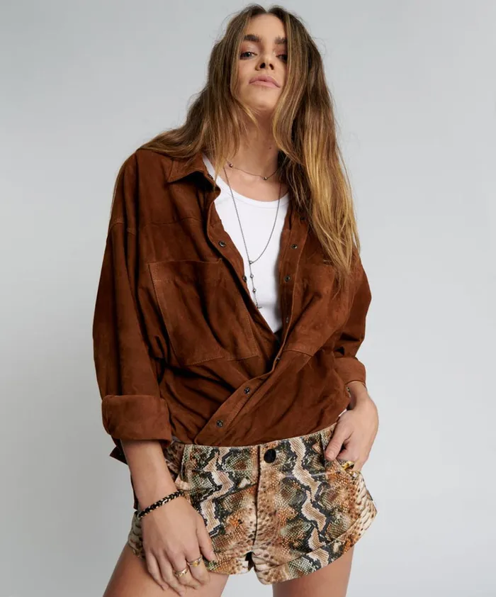 PALE SNAKE LEATHER BANDITS SHORTS Women One Teaspoon Bottoms