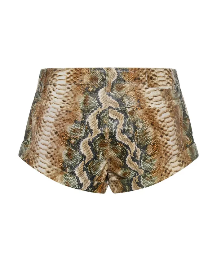 PALE SNAKE LEATHER BANDITS SHORTS Women One Teaspoon Bottoms PALE SNAKE LEATHER BANDITS SHORTS Women One Teaspoon Bottoms
