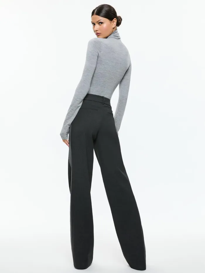 Pants Women Alice Olivia MAL LOW RISE STRAIGHT LEG PANT WITH SIDE STRIPE Charcoal Grey Melange