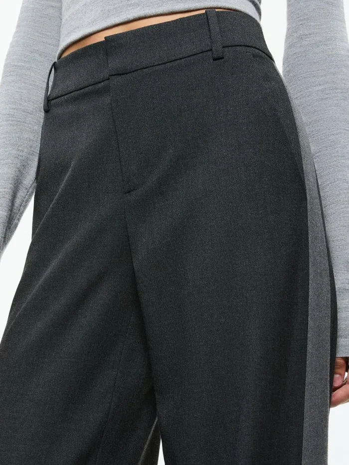 Pants Women Alice Olivia MAL LOW RISE STRAIGHT LEG PANT WITH SIDE STRIPE Charcoal Grey Melange