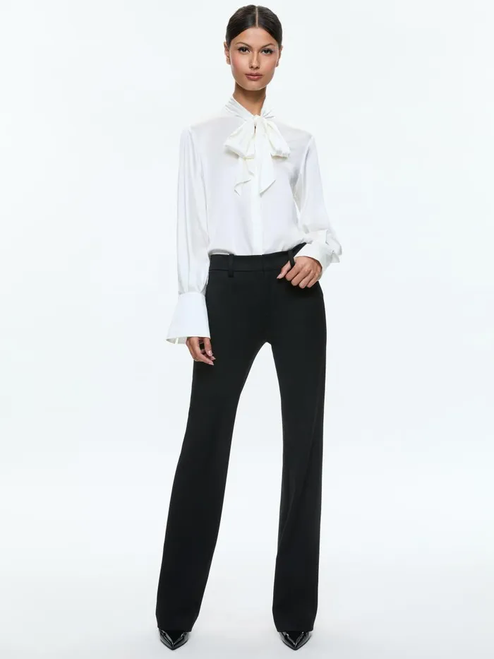 Pants Women Alice Olivia NEW OLIVIA LOW RISE SLIM FLARE TROUSER Black