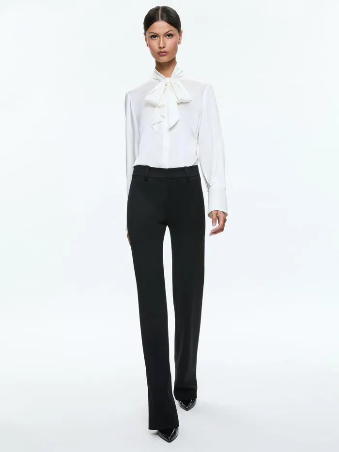 Pants Women Alice Olivia NEW OLIVIA LOW RISE SLIM FLARE TROUSER Black