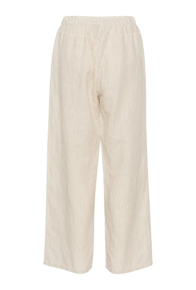 Pants Women CULTURE CUazemina Linen Trousers Sandwhite Stripe