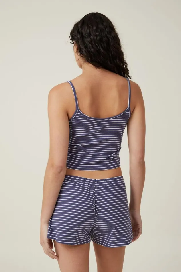 Peached Jersey Henley Cami Midnight Rain Stripe Women Cotton On Tops