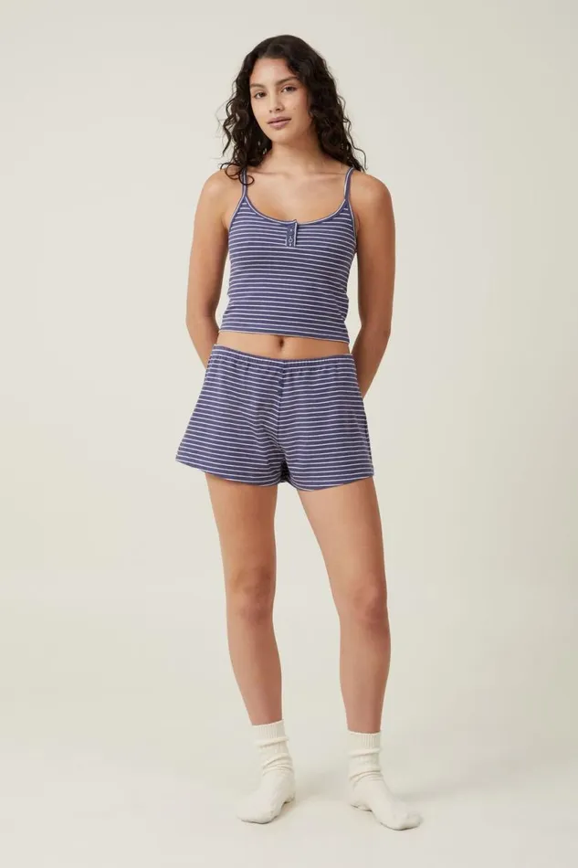 Peached Jersey Henley Cami Midnight Rain Stripe Women Cotton On Tops