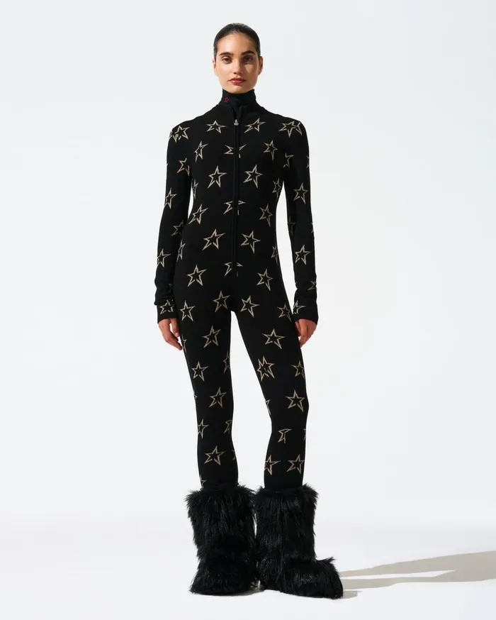 Perfect Moment Knitwear Floro Merino Wool Jumpsuit Black 8211 Women