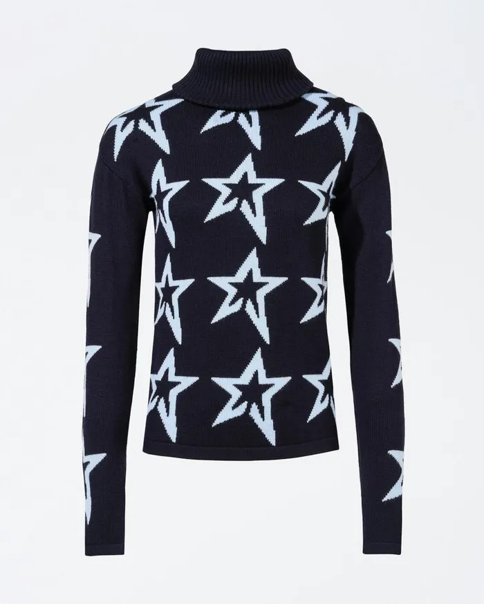 Perfect Moment Knitwear Star Dust Merino Wool Sweater Navy 8211 Women