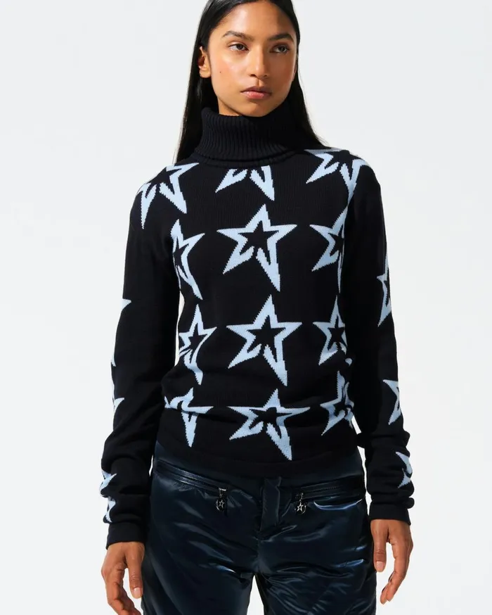 Perfect Moment Knitwear Star Dust Merino Wool Sweater Navy 8211 Women