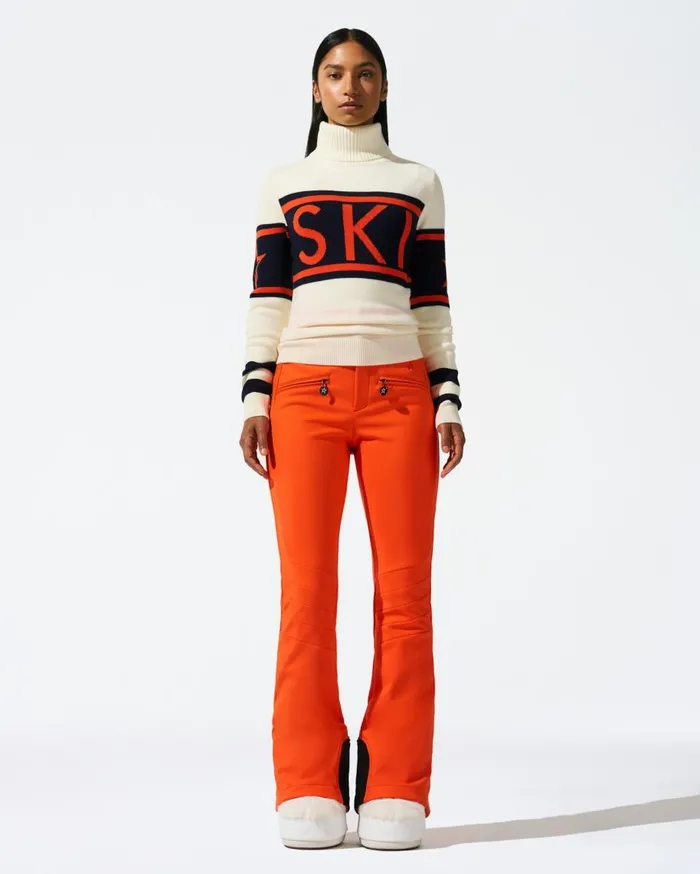 Perfect Moment Tops Schild Merino Wool Sweater Orange and Navy 8211 Women