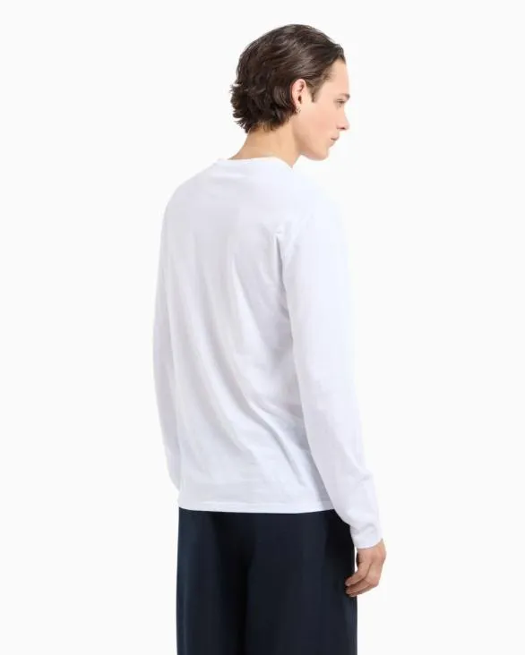 Pima Cotton Long Sleeve VNeck TShirt White Men Armani Pima TShirts Pima Cotton Long Sleeve VNeck TShirt White Men Armani Pima TShirts