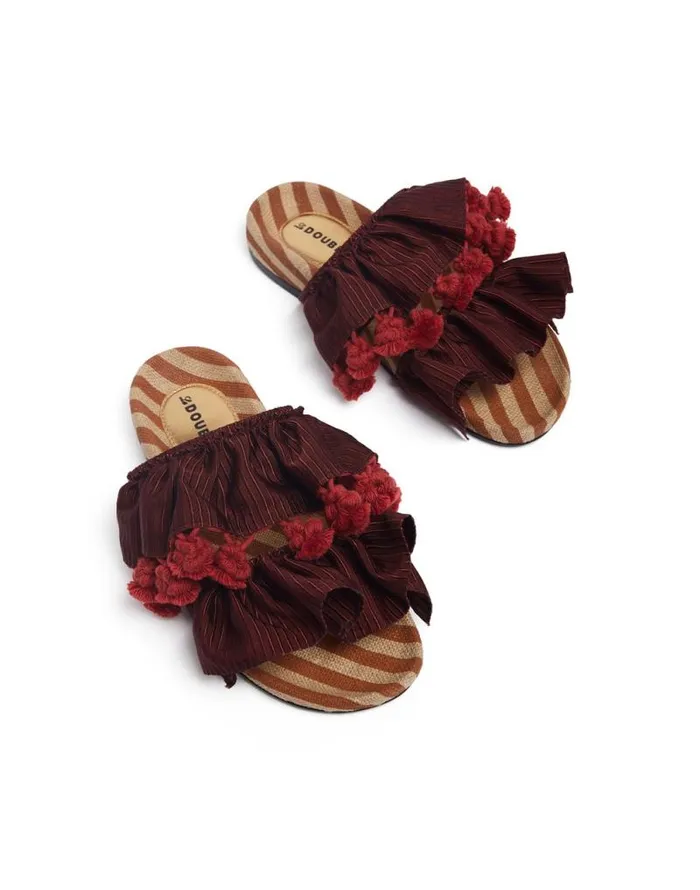 Pimento Slide Solid Bordeaux Women La Double J Shoes Pimento Slide Solid Bordeaux Women La Double J Shoes