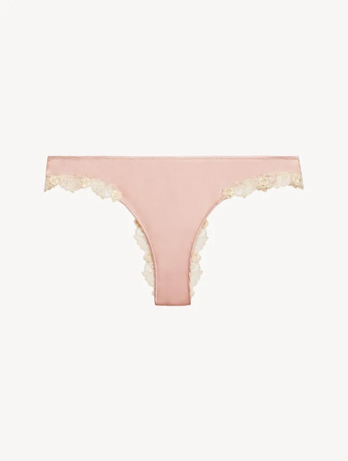 Pink Silk Brazilian Briefs With Ivory Frastaglio Lingerie La Perla Brazilian
