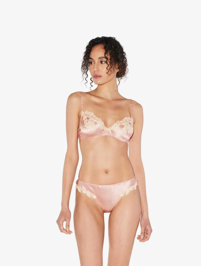 Pink Silk Brazilian Briefs With Ivory Frastaglio Lingerie La Perla Brazilian