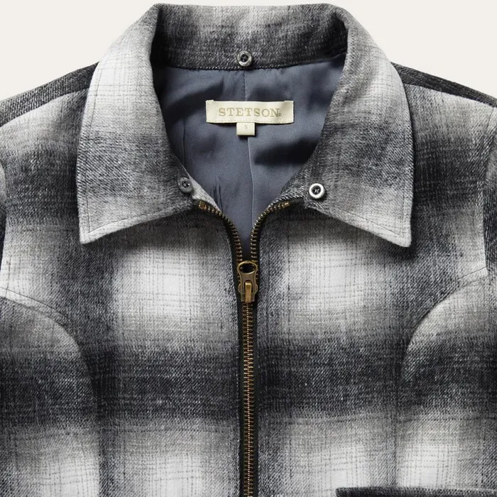 Plaid Cropped Jacket Black Women Stetson Jackets