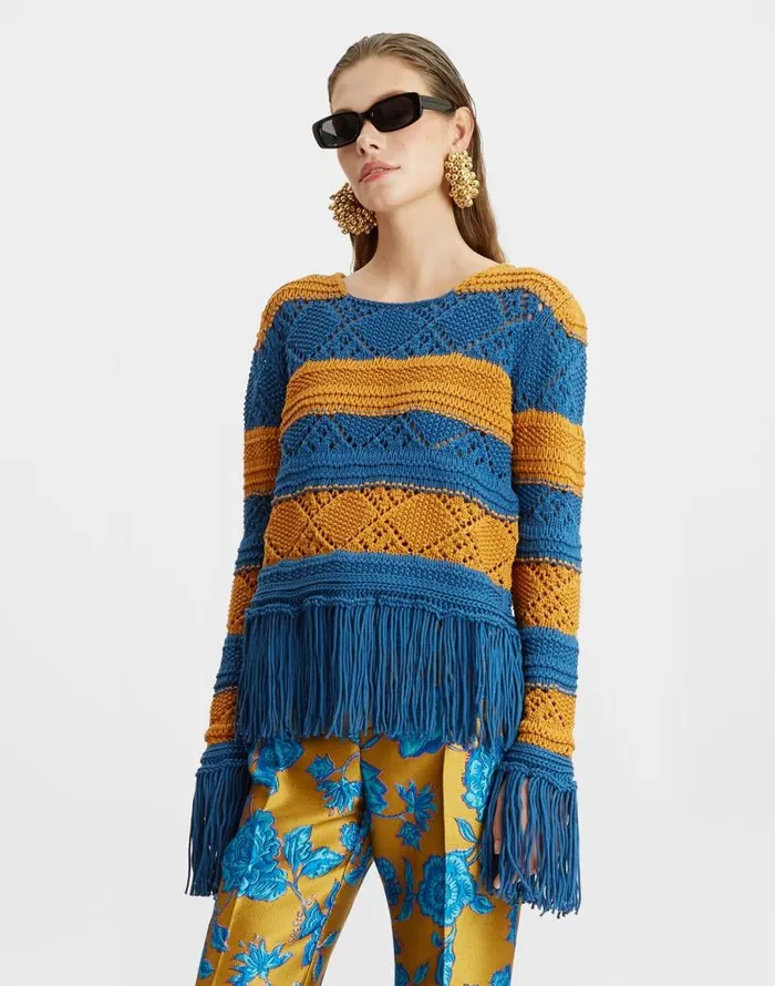 Playa Sweater Solid Blue Petrol Women La Double J Knitwear