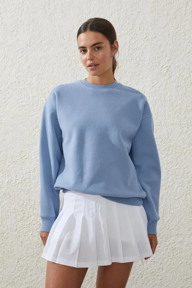 Plush Essential Crew Jumper Forever Blue Women Cotton On Sweats and Hoodies