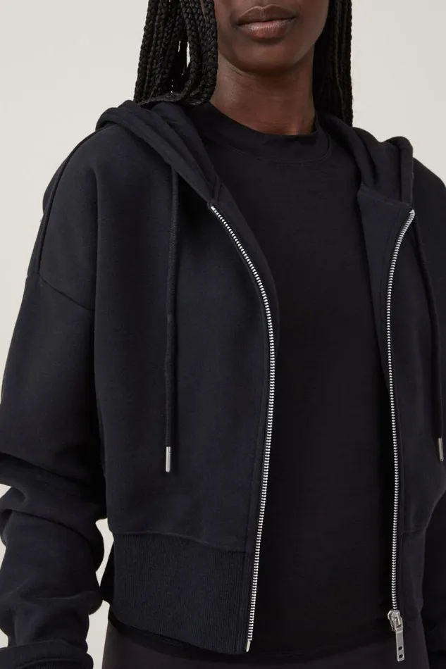 Plush Essential Cropped Zip Through Black Women Cotton On Sweats and Hoodies Plush Essential Cropped Zip Through Black Women Cotton On Sweats and Hoodies