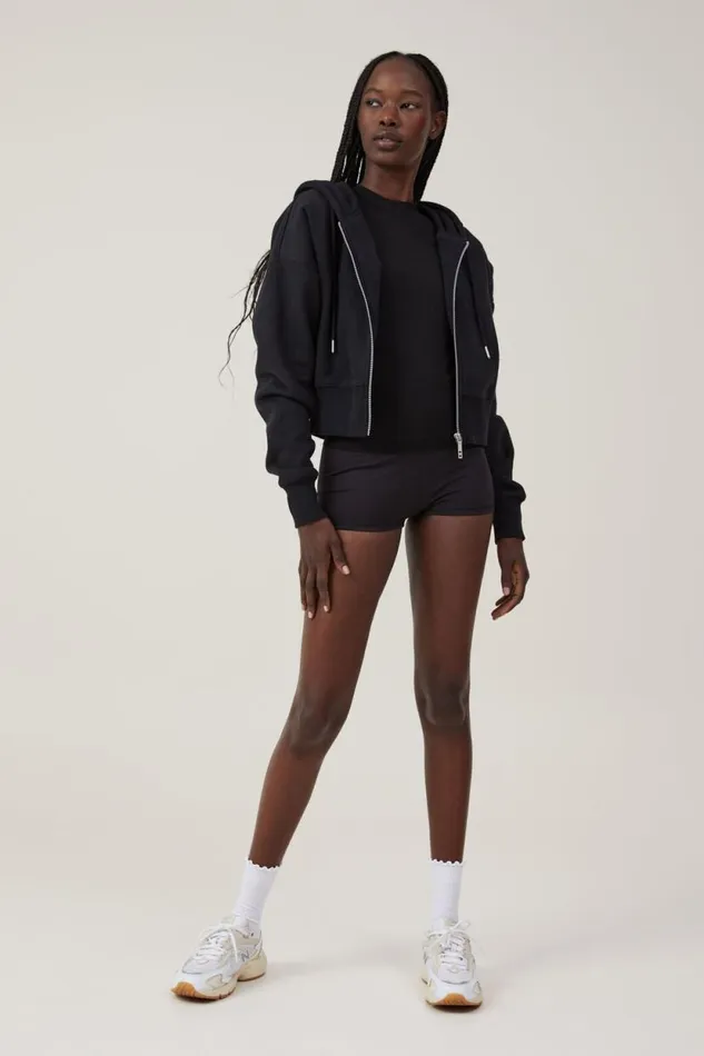 Plush Essential Cropped Zip Through Black Women Cotton On Sweats and Hoodies Plush Essential Cropped Zip Through Black Women Cotton On Sweats and Hoodies