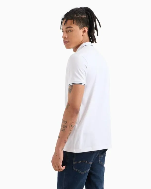 Polo With Contrasting Logo In Cotton Spandex White Men Armani Polo Shirts Polo With Contrasting Logo In Cotton Spandex White Men Armani Polo Shirts