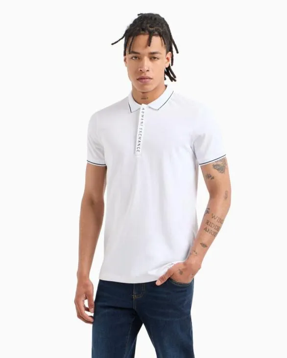Polo With Contrasting Logo In Cotton Spandex White Men Armani Polo Shirts Polo With Contrasting Logo In Cotton Spandex White Men Armani Polo Shirts