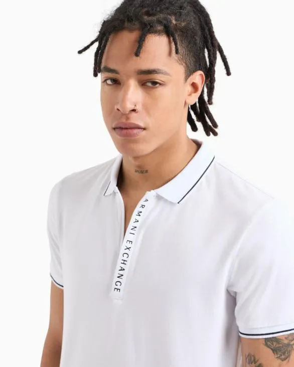 Polo With Contrasting Logo In Cotton Spandex White Men Armani Polo Shirts Polo With Contrasting Logo In Cotton Spandex White Men Armani Polo Shirts