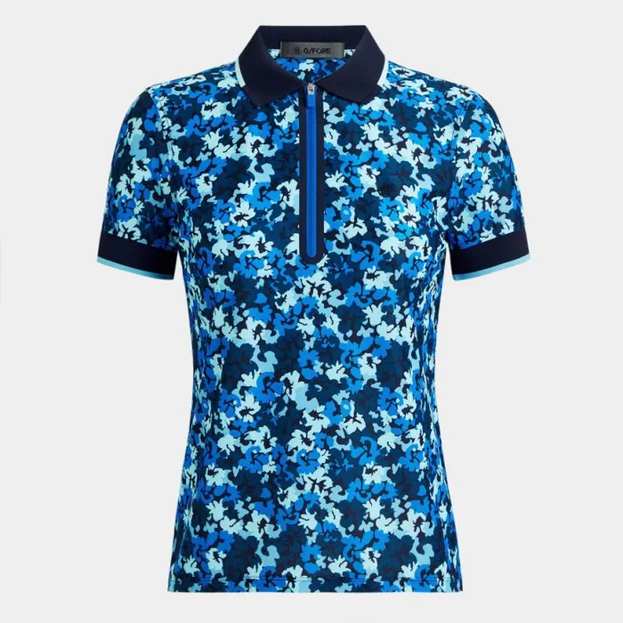 Polos and Shirts Women GFORE CAMO FLORAL TECH PIQU QUARTER ZIP POLO Twilight Polos and Shirts Women GFORE CAMO FLORAL TECH PIQU QUARTER ZIP POLO Twilight
