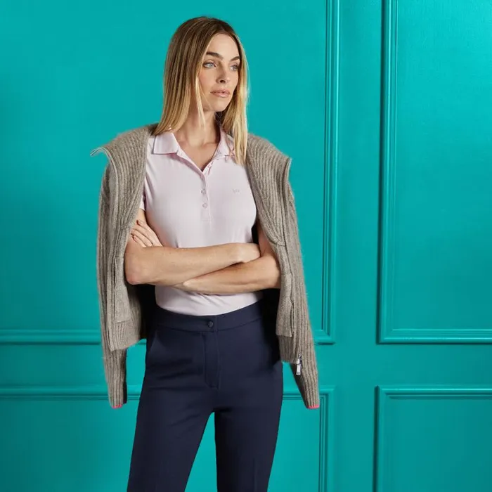 Polos and Shirts Women GFORE CONTRAST COLLAR RIBBED TECH NYLON POLO Blush Polos and Shirts Women GFORE CONTRAST COLLAR RIBBED TECH NYLON POLO Blush