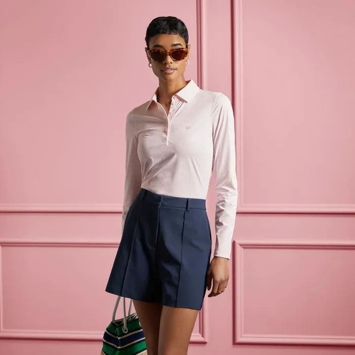 Polos and Shirts Women GFORE GARDEN SILKY TECH NYLON LONG SLEEVE POLO Blush Polos and Shirts Women GFORE GARDEN SILKY TECH NYLON LONG SLEEVE POLO Blush