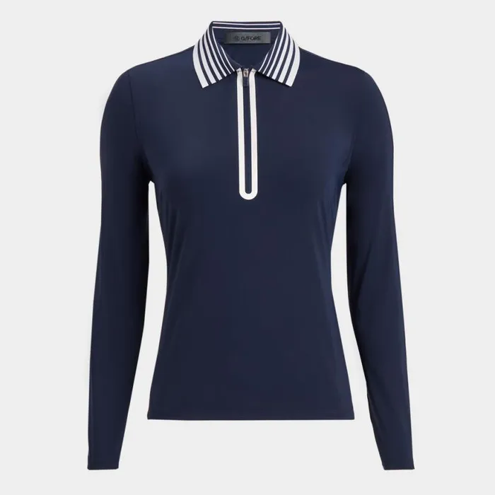Polos and Shirts Women GFORE SILKY TECH NYLON QUARTER ZIP POLO Twilight