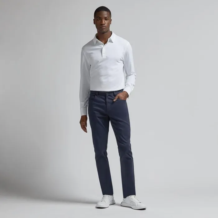 Polos Men GFORE LUXE COTTON BLEND LONG SLEEVE POLO Snow Polos Men GFORE LUXE COTTON BLEND LONG SLEEVE POLO Snow
