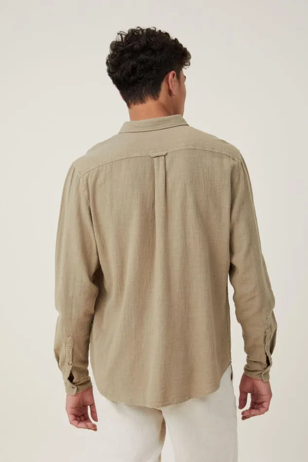 Portland Long Sleeve Shirt Moss Cheesecloth Men Cotton On Shirts and Polos Portland Long Sleeve Shirt Moss Cheesecloth Men Cotton On Shirts and Polos