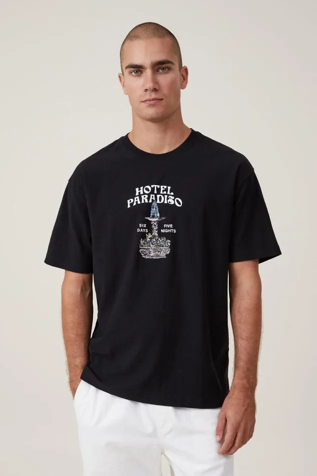 Premium Loose Fit Art TShirt Black Hotel Paradiso Men Cotton On Tees and Tanks