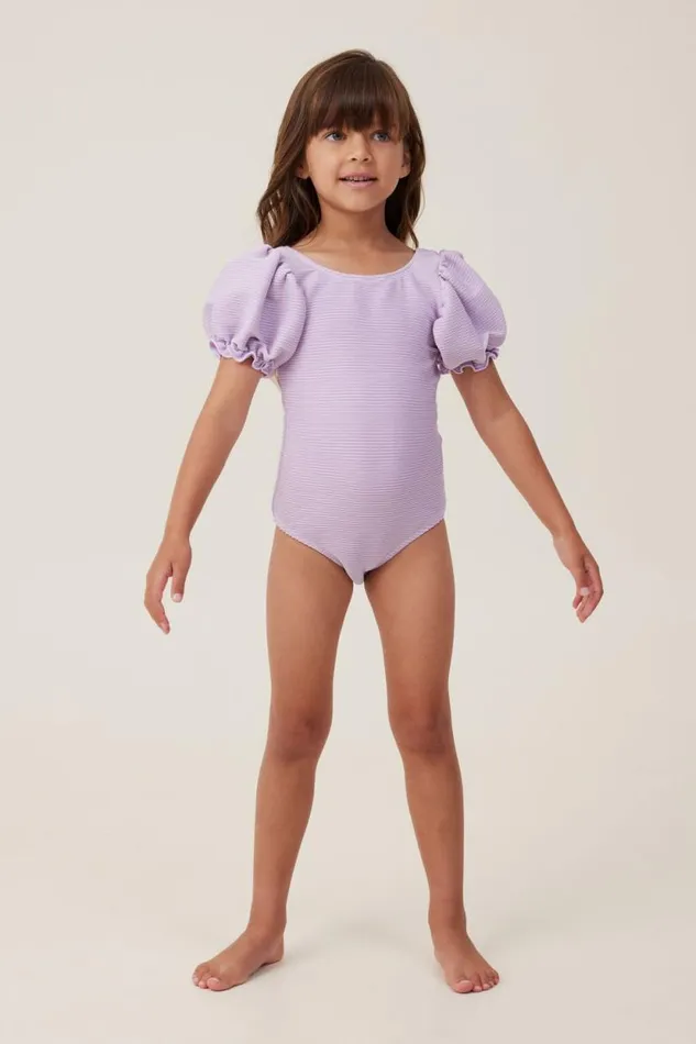 Puff Sleeve One Piece Lilac Dropsparkle Girls Cotton On Swimwear Puff Sleeve One Piece Lilac Dropsparkle Girls Cotton On Swimwear