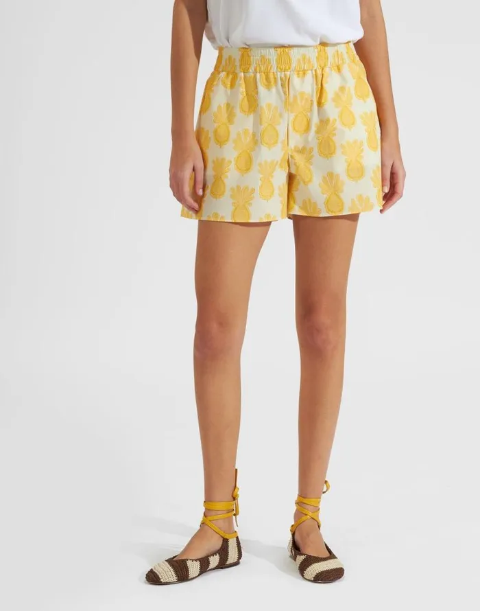 PullUp Shorts Pineapple Sunflower White Women La Double J Shorts and Pants
