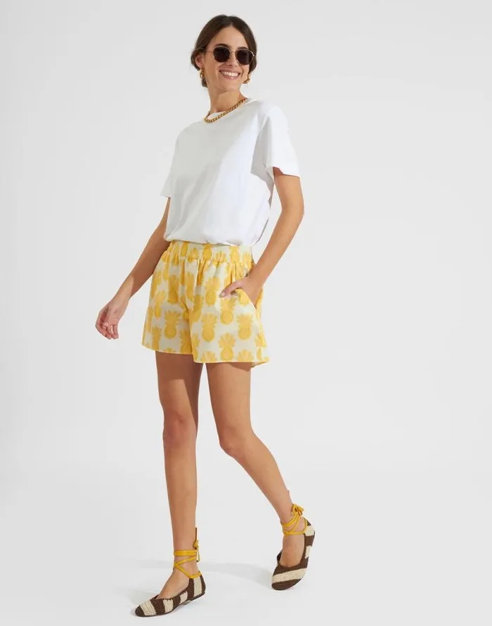PullUp Shorts Pineapple Sunflower White Women La Double J Shorts and Pants PullUp Shorts Pineapple Sunflower White Women La Double J Shorts and Pants