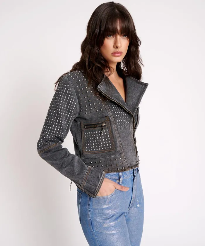 REBEL REBEL STUDDED DENIM JACKET Women One Teaspoon Jackets
