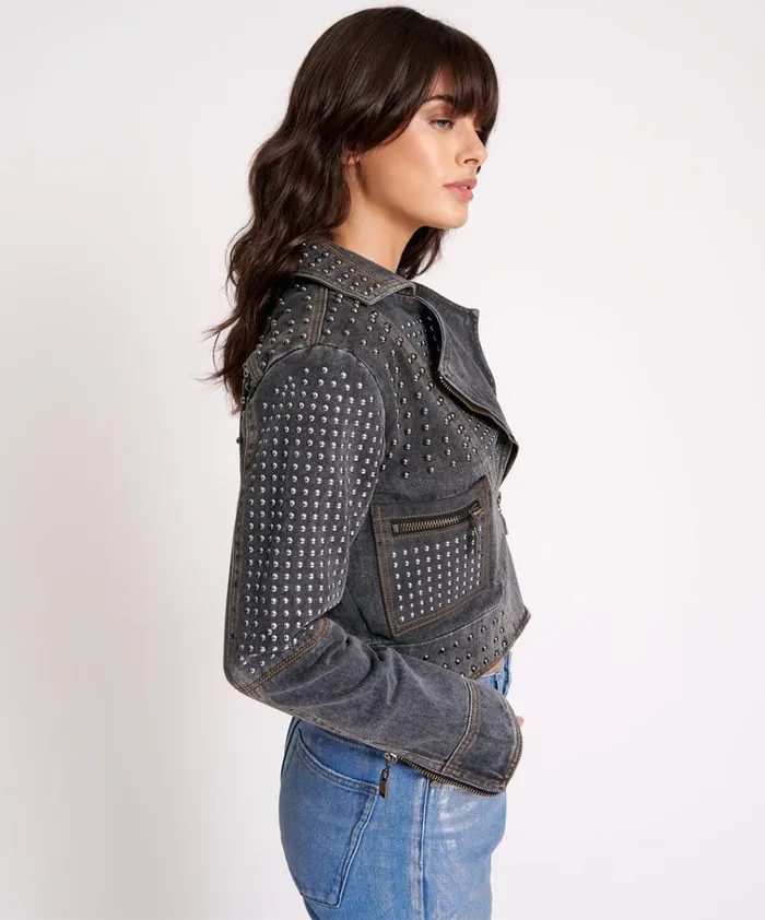 REBEL REBEL STUDDED DENIM JACKET Women One Teaspoon Jackets REBEL REBEL STUDDED DENIM JACKET Women One Teaspoon Jackets