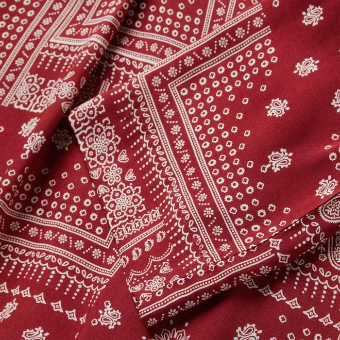 Red Bandana Patchwork Blouse Red Women Stetson Blouses