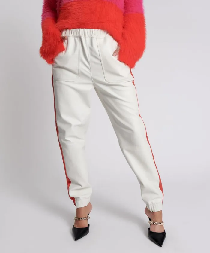 RED LINE LEATHER TRACK PANTS Women One Teaspoon Bottoms RED LINE LEATHER TRACK PANTS Women One Teaspoon Bottoms