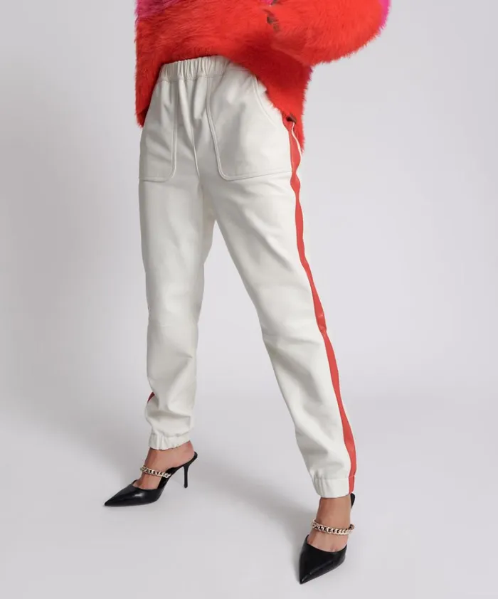 RED LINE LEATHER TRACK PANTS Women One Teaspoon Bottoms RED LINE LEATHER TRACK PANTS Women One Teaspoon Bottoms
