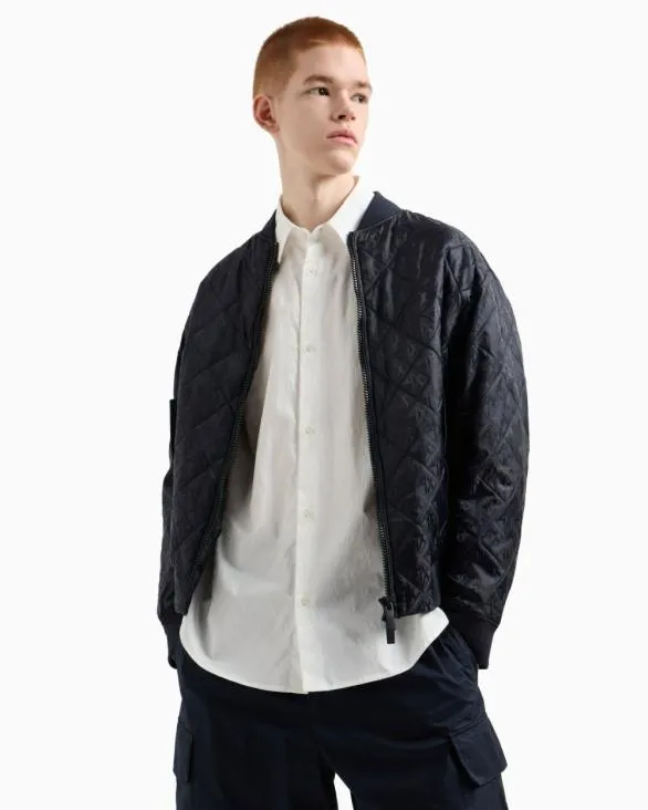 Regular Fit Cotton Shirt With Allover Logo In Tone White Men Armani Shirts Regular Fit Cotton Shirt With Allover Logo In Tone White Men Armani Shirts