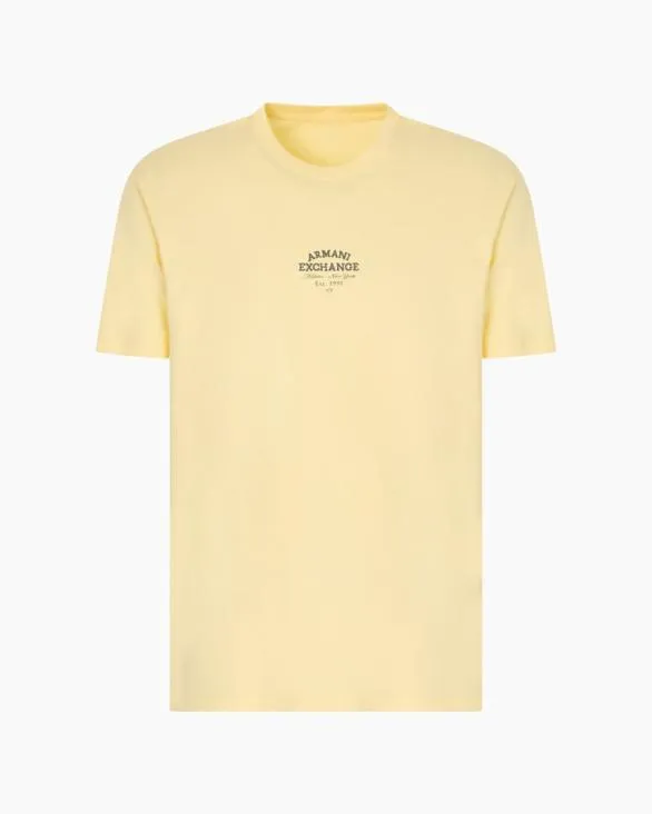 Regular Fit Cotton Tshirt With Logo Yellow Men Armani TShirts