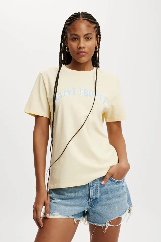 Regular Fit Graphic Tee Saint Tropezbuttermilk Women Cotton On Tops