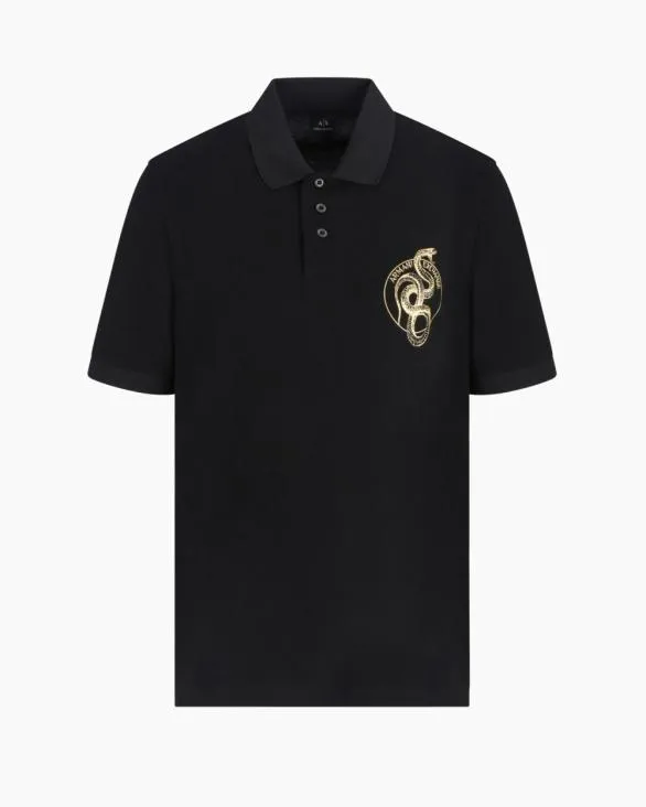 Regular Fit Polo Shirt In Cotton Black Men Armani Polo Shirts