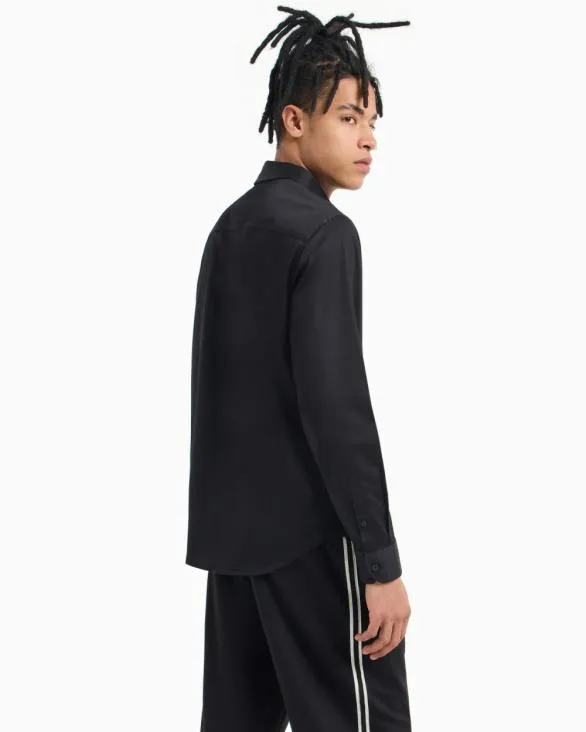 Regular Fit Shirt In Stretch Satin Cotton Black Men Armani Shirts Regular Fit Shirt In Stretch Satin Cotton Black Men Armani Shirts