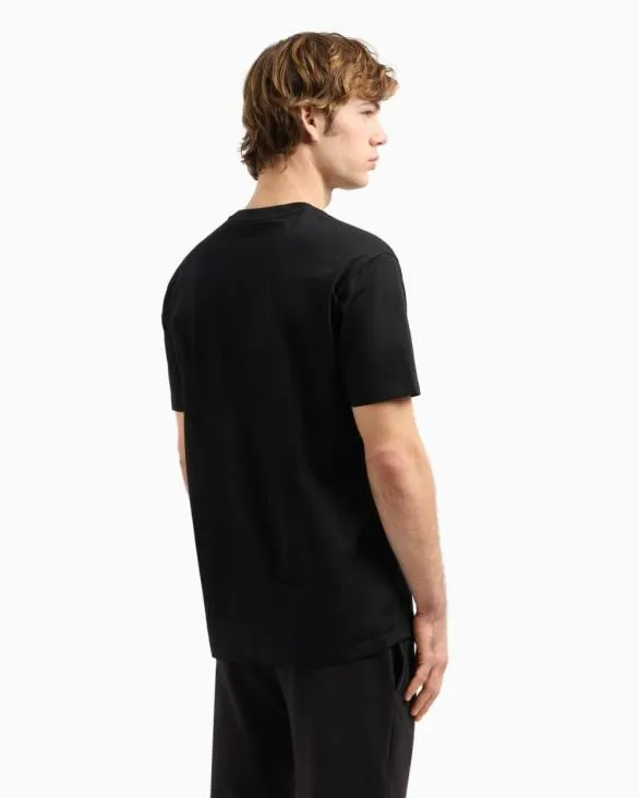 Regular Fit Tshirt With Blurred Logo Effect Black Men Armani TShirts Regular Fit Tshirt With Blurred Logo Effect Black Men Armani TShirts