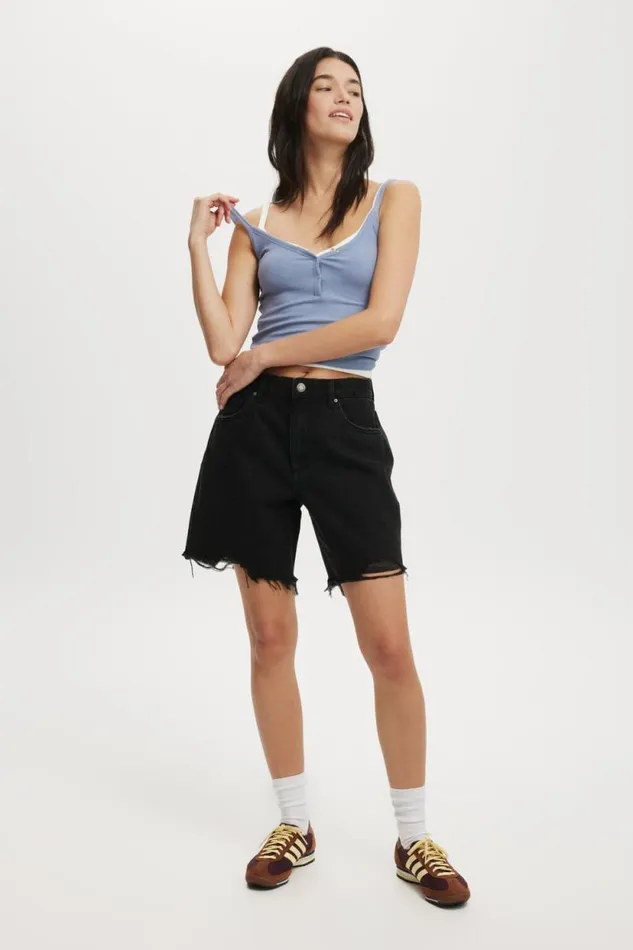 Relaxed Denim Short Graphite Black Rip Women Cotton On Shorts