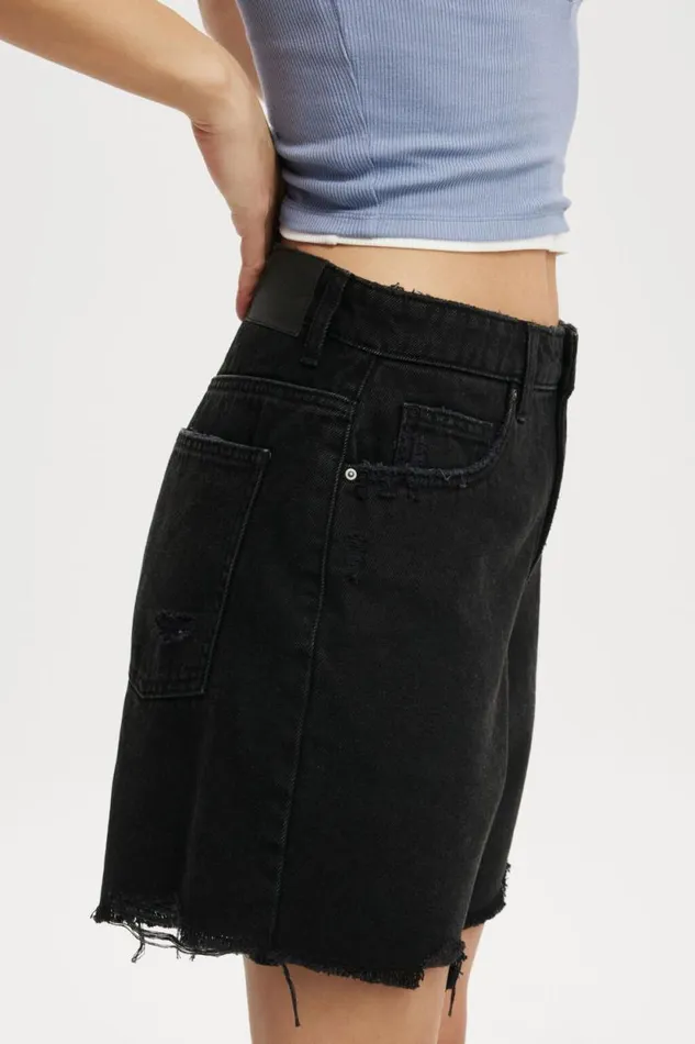 Relaxed Denim Short Graphite Black Rip Women Cotton On Shorts