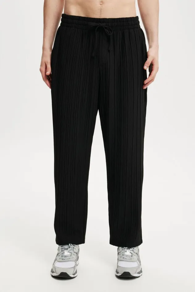 Relaxed Textured Pant Black Men Cotton On Pants