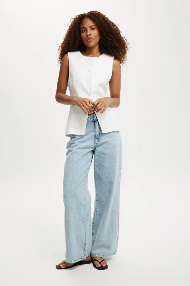 Relaxed Wide Jean Palm Blue Women Cotton On Pants